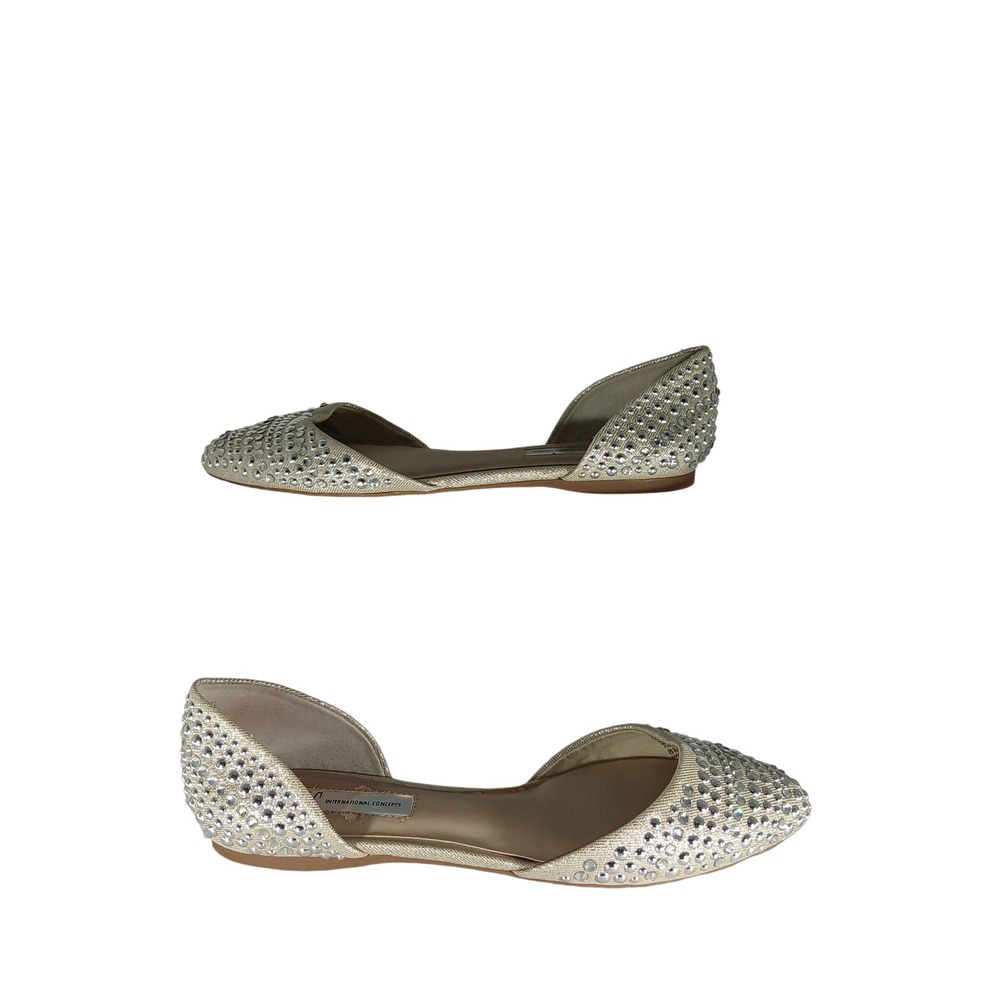 International Concepts Crescente2 Flats 8M Gold Rhinestone d'Orsay Sparkly Glam